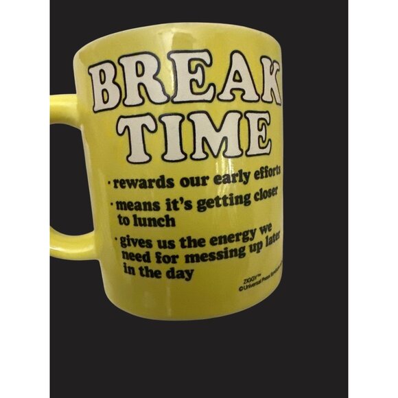 Ziggy "Break Time" Yellow Mug By Tom Wilson Stoneware - Picture 4 of 6